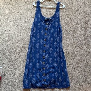 True Craft Blue Floral Button-Down Sundress- Medium